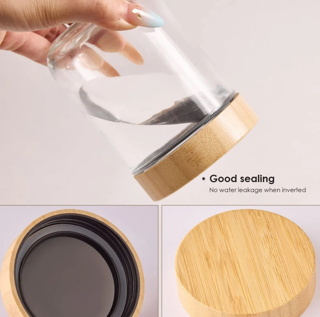 4 Piece Overnight Oat Jars - Airtight Glass Storage Containers with Bamboo Lids 470ml