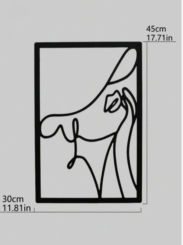 Black Metal Wall Art - Abstract Line Drawing Decor