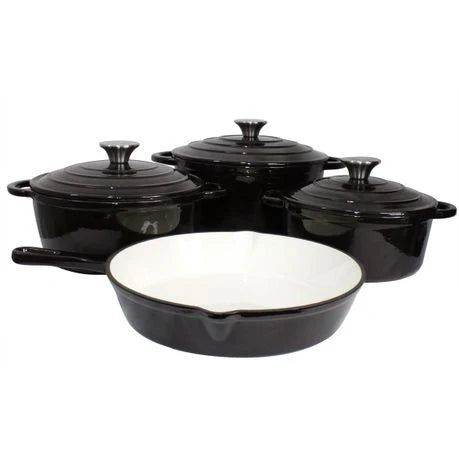 7pcs Authentic Black Cast Iron Cookware Set