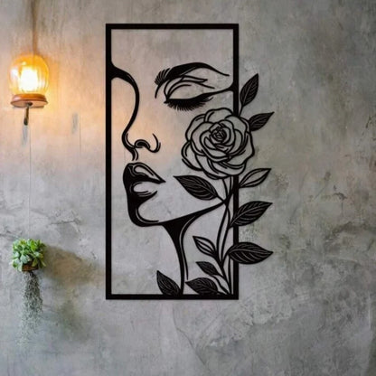 1pc Flower Woman Metal Wall Decor