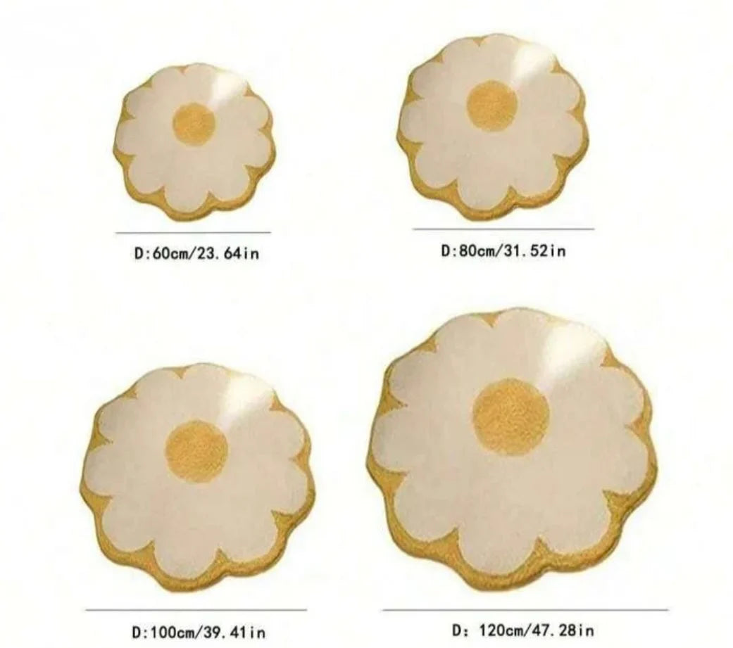 Fluffy Soft Flower Area Rug - Plush Daisy Carpet