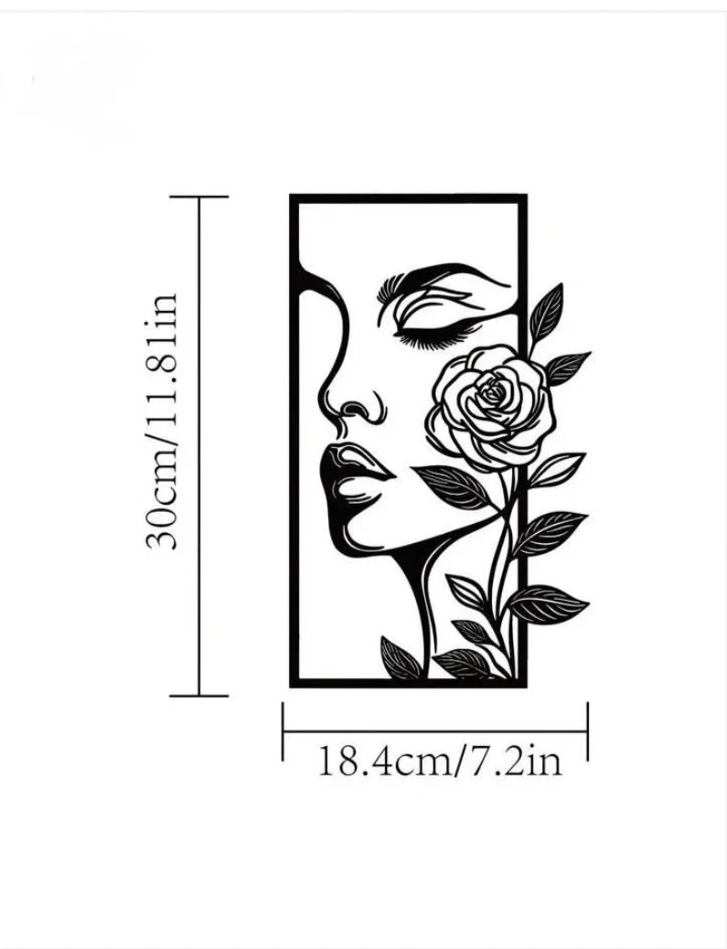 1pc Flower Woman Metal Wall Decor