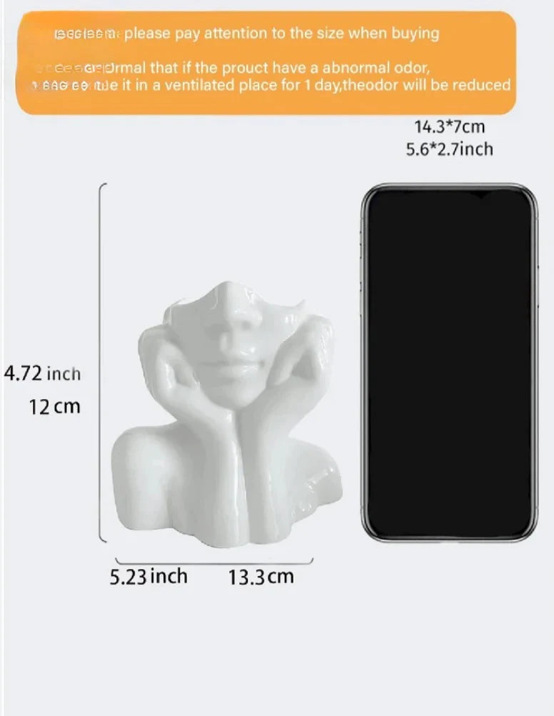 Female Head Half Chest Ceramic Vase - Modern Nordic Decor
