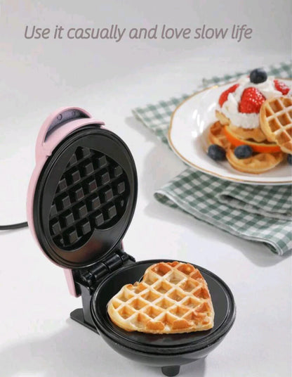 Mini Pink Heart Waffle Maker - 350W Nonstick 4 Inch