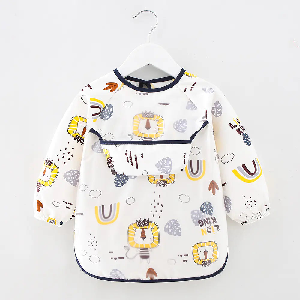 Waterproof Cotton Bib for Kids - Long Sleeve Feeding Apron