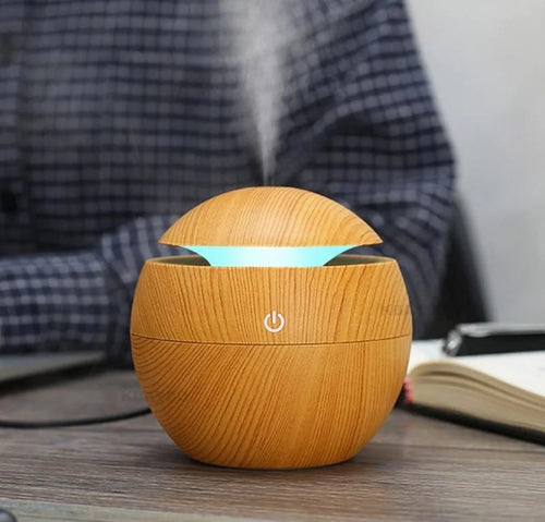 LED Ultrasonic Aroma Humidifier - Wood Grain Aromatherapy Diffuser