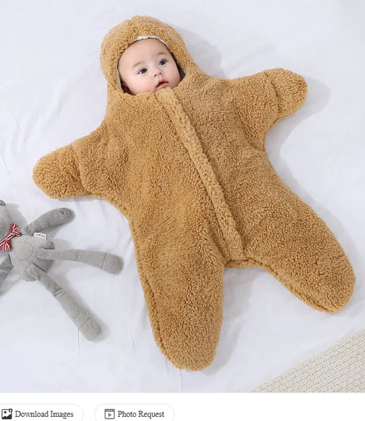Starfish Baby Sleeping Bag - Cozy Hooded Swaddle Blanket